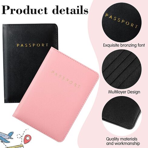 12 Pcs Passport Holder Cover Waterproof Leather Travel Wallet Passport Case for Women Men Family(Black, White) in Saudi Arabia