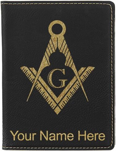 LaserGram Faux Leather Passport Holder, Freemason Symbol, Personalized Engraving Included (Black with Gold) in Saudi Arabia