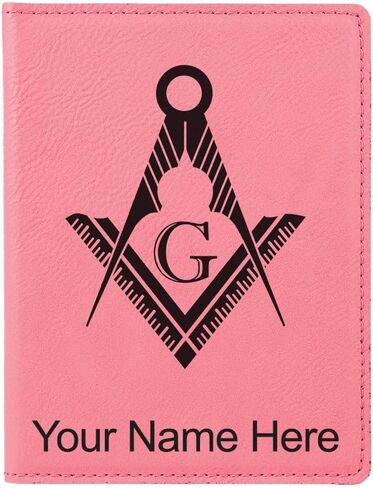 LaserGram Faux Leather Passport Holder, Freemason Symbol, Personalized Engraving Included (Black with Gold) in Saudi Arabia