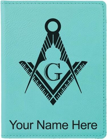 LaserGram Faux Leather Passport Holder, Freemason Symbol, Personalized Engraving Included (Black with Gold) in Saudi Arabia