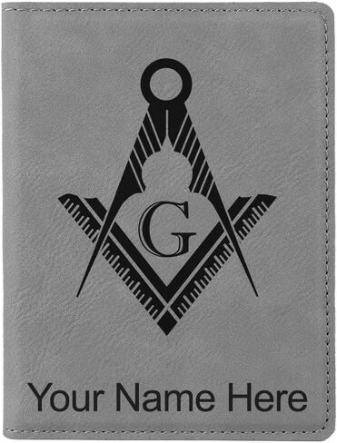LaserGram Faux Leather Passport Holder, Freemason Symbol, Personalized Engraving Included (Black with Gold) in Saudi Arabia