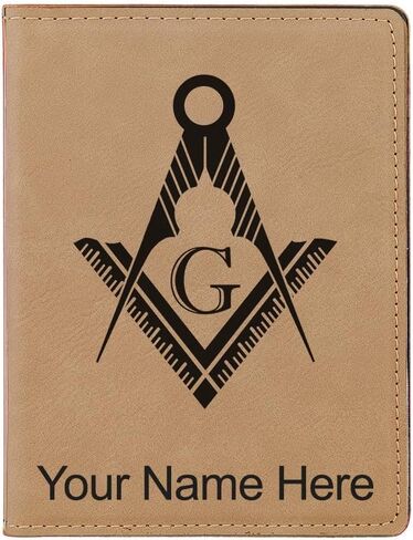 LaserGram Faux Leather Passport Holder, Freemason Symbol, Personalized Engraving Included (Black with Gold) in Saudi Arabia