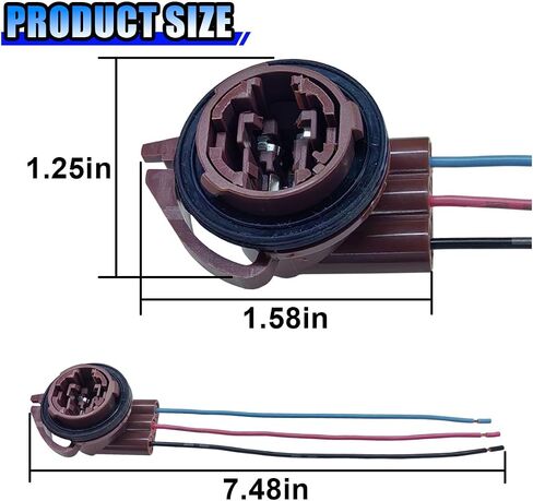 2PCS 3156 3157 Pre-Wired Harness Sockets, LED Bulbs Socket Adapter Pigtail Connector, Socket Connector Harness, Fits for Turn Signal Bulb Brake/Tail Light/DRL Lamp (2Pack) in Saudi Arabia