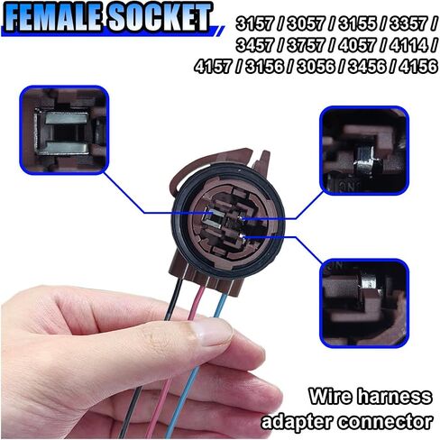2PCS 3156 3157 Pre-Wired Harness Sockets, LED Bulbs Socket Adapter Pigtail Connector, Socket Connector Harness, Fits for Turn Signal Bulb Brake/Tail Light/DRL Lamp (2Pack) in Saudi Arabia