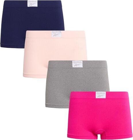 Reebok Women's Boy Shorts Underwear - 4 Pack Ribbed and Cut Out Boyshorts Panties - Seamless Underwear for Women (S-XL) in Saudi Arabia