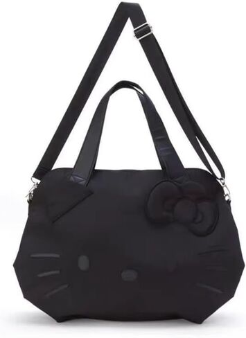 حقيبة اللياقة البدنية المضادة للماء كبيرة الحجم الأسود نايلون الأنيمي Cat Crossbody حقيبة سفر لطيف حقيبة البوب القوس القوس كيس القطط للنساء in Saudi Arabia