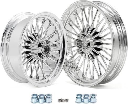 Tofr 16inch chrome wression eleels rems tubeless fat king talkes for harley heritage softail ، flstn deluxe ، fxstd deuce ، flstsc Springer Classic ، flstf fat boy ، fls slim ، fxstb night train ، fxst Standard in Kuwait