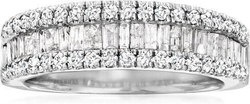 Ross-Simons 1.00 CT. T.W. الرغيف الفرنسي وخاتم الماس الدائري في الفضة الاسترليني. الحجم 6 in Saudi Arabia