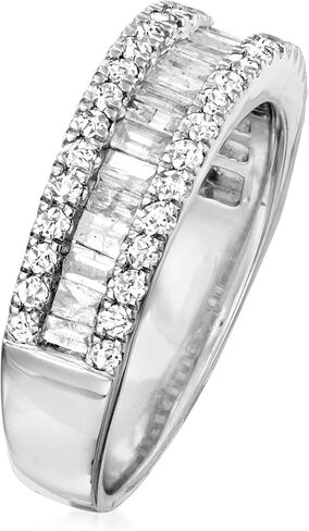 Ross-Simons 1.00 CT. T.W. الرغيف الفرنسي وخاتم الماس الدائري في الفضة الاسترليني. الحجم 6 in Saudi Arabia