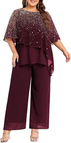 Hanna Nikole 2024 Plus Size Mother of Bride Pant Suits 2 قطعة طبقات الكشكش مجموعات متدرج طباعة الزفاف الزي in Saudi Arabia