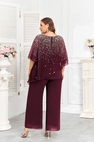 Hanna Nikole 2024 Plus Size Mother of Bride Pant Suits 2 قطعة طبقات الكشكش مجموعات متدرج طباعة الزفاف الزي in Saudi Arabia