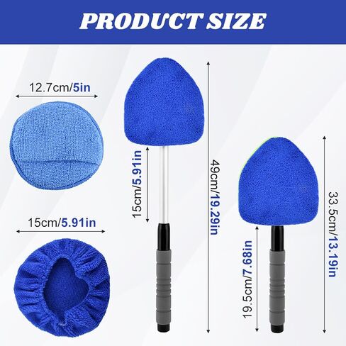 Car Windshield Cleaning Tool, Expandable Car Window Cleaner with 4 Reusable Microfiber Pads and Spray Bottles, Auto Inside Window Cleaning Tool kit(Color:Blue) in Saudi Arabia