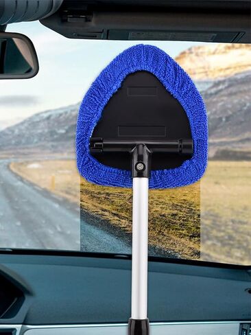 Car Windshield Cleaning Tool, Expandable Car Window Cleaner with 4 Reusable Microfiber Pads and Spray Bottles, Auto Inside Window Cleaning Tool kit(Color:Blue) in Saudi Arabia