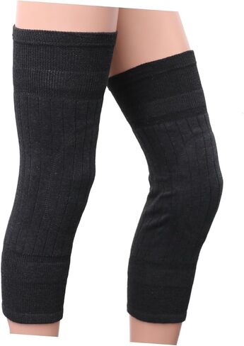 1 Pair Breathable Wool Knee Warmer Sleeves for Winter Thicken Elastic Knee Pads Unisex Dark Grey for Running Cycling Outdoor Activities Warmth Injury Prevention Random Color in Saudi Arabia