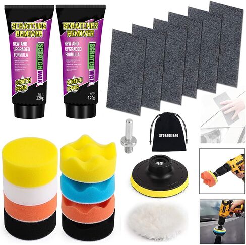 Nano Sparkle™ Cloth Car Scratch Remover and Scratch Repair Paste for Vehicles, Erase Car Scratches 5 in 1 Kit, 3 Inch Buffing Pads for Drill, Car Polish Kit in Saudi Arabia