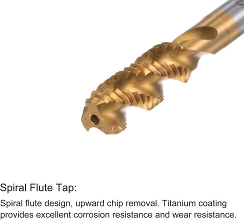 uxcell M6 x 1 Spiral Flute Tap and 5.0mm Twist Drill Bit Set, Metric Titanium Plated 6542 High Speed Steel Machine Threading Screw Thread Tap Drilling Tool in Saudi Arabia