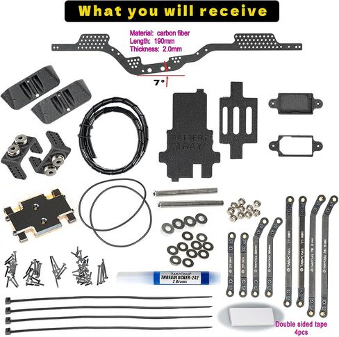 RampCrab Carbon Fiber Chassis Kit for SCX24, 7° Angled Skid, LCG Chassis Kit for Axial SCX24 C10, JLU, Bronco, Upgrade Part in Saudi Arabia