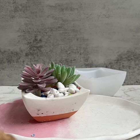 Arc Shape Concrete Flower Pot Silicone Mold Succulent Planter Pot Vase Mold Plaster Candle Jar Storage Box Mold Epoxy Resin Cement Clay Mould in Kuwait