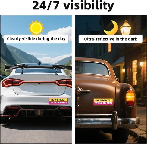 3pcs New Driver Magnet for Car, Student Driver Sticker Magnetic Sign Reflective Safety Pink Bumper Sticker Removable Funny Beginner Drivers Sign for Vehicles Car Accessories in Saudi Arabia