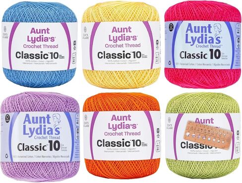 معاطف وكلارك Aunt Lydia's Crochet Thread Cotton Classic 10-6 Skein Assortment (المحيط) in Kuwait
