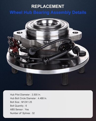 ECCPP Wheel Hub and Bearing Assembly Rear 541004 fit for Infiniti Qx56 2004-2010, for Nissan Armada 2005-2011, for Nissan A 6 Lugs Wheel Bearing Hubs with ABS 1pc in Saudi Arabia