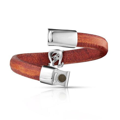 Omega Psi Phi Mens Leather and Stainless Steel Leather bracelet, SOBAT design (Tobacco, Gold-Plated Stainless Steel) in Saudi Arabia