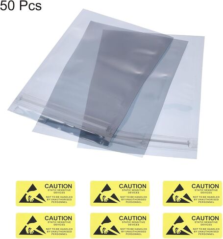 MECCANIXITY Anti Static Bags Shielding Bag 50pcs 8x11.8inch(20x30cm) Resealable with Labels for Hard Drive HDD SSD PCB Board in Saudi Arabia