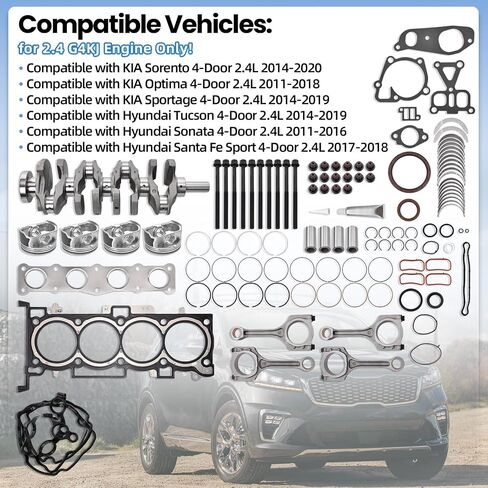 G4KJ 2.4L Engine Rebuild Overhaul Kit w/Crankshaft & Connecting Rods Compatible with KIA Sorento Optima & Sportage 11-2020; for Tucson Sonata & Santa Fe Sport 11-2019 Replace 23111-2G200, 23510-2G500 in Saudi Arabia
