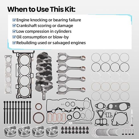 G4KJ 2.4L Engine Rebuild Overhaul Kit w/Crankshaft & Connecting Rods Compatible with KIA Sorento Optima & Sportage 11-2020; for Tucson Sonata & Santa Fe Sport 11-2019 Replace 23111-2G200, 23510-2G500 in Saudi Arabia