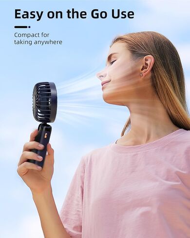 Koonie Portable Handheld Fan, Battery Operated Fan with Base, 8 Hours, Digital Display, 5 Speeds, 90° Ajustable, Rechargeable Mini Fan for Outdoor Indoor in Kuwait