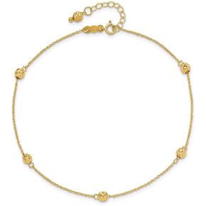 14K صفراء الذهب حبة الماس مع 1in تحويلة. ROPA سلسلة Anklet 9 " in Saudi Arabia