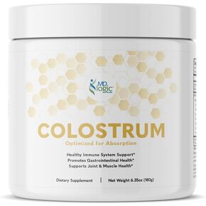 Colostrum by MD Logic Health® for Immune, Gut, Joint & Muscle Health Support - Pure, Potent, Low Molecular Bioactive Colostrum - 180g - 60 Servings - Made in New York in Kuwait