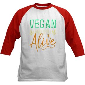 CafePress Veganism Plant Based Healthy Veget Baseball Jersey Kids Cotton Baseball Jersey, 3/4 Raglan Sleeve Shirt in Saudi Arabia