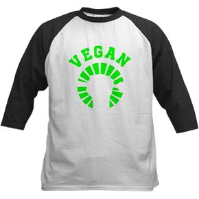 CafePress Vegan Veganism Vegetarian Animal L Baseball Jersey Kids Cotton Baseball Jersey, 3/4 Raglan Sleeve Shirt in Kuwait