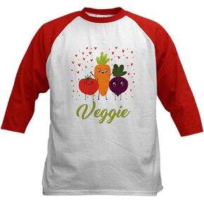 CafePress Veganism Vegetarian Foodie Health Baseball Jersey Kids Cotton Baseball Jersey, 3/4 Raglan Sleeve Shirt in Saudi Arabia