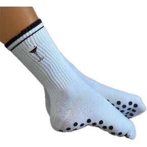 Non-Slip Pilates Socks with Grips for Women | Cute Grip Socks for Yoga Ballet Barefoot Workout | Design Anti Skid Athletic Socks | Set of 1 | Size 5-9 US Womens | Espresso Martini Crew Fit in Saudi Arabia