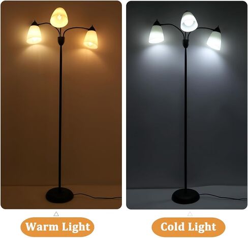 FIRVRE 3 Light Multi Head Floor Lamp Standing Lamp Tall Pole Modern Contemporary Reading Lamp with Adjustable Flexible Gooseneck Arms PVC White Shades for Study Living Room Bedroom in Kuwait