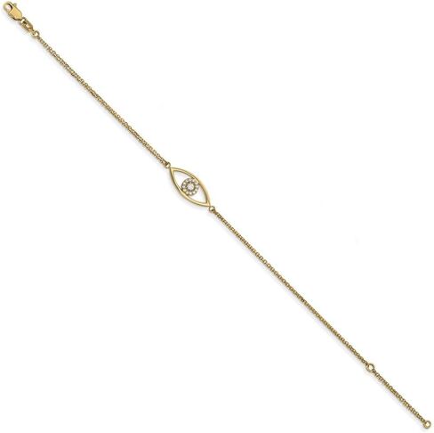 14K Yellow Gold Diamond Evil Eye 2 Strand with 1in Ext. Bracelet for Women 7"" (0.14ct, Color- G-I, Clarity- I2), AFJ-QG-XB320A-PK in Saudi Arabia
