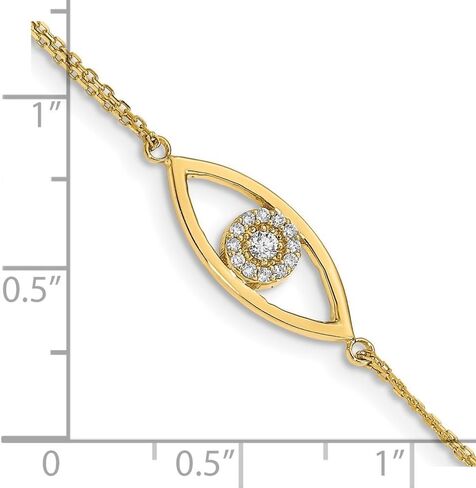 14K Yellow Gold Diamond Evil Eye 2 Strand with 1in Ext. Bracelet for Women 7"" (0.14ct, Color- G-I, Clarity- I2), AFJ-QG-XB320A-PK in Saudi Arabia