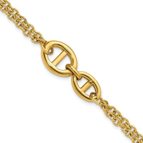 Stainless Steel Polished Yellow IP-plated Two-Strand Plus a 1.25"" Extension Bracelet for Women 8.25"", White, AFJ-QG-SRB3347-7-PK in Saudi Arabia
