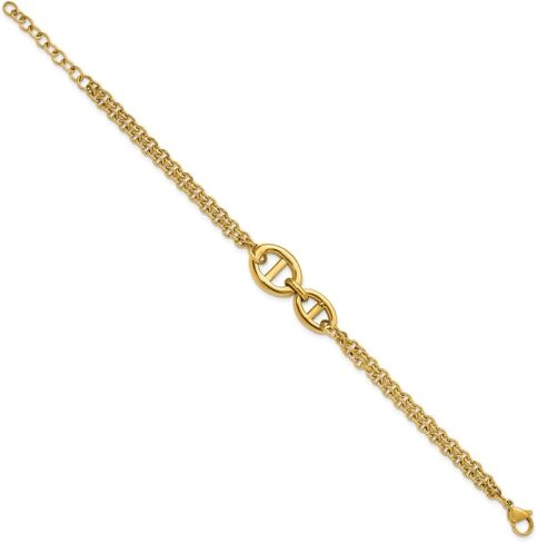 Stainless Steel Polished Yellow IP-plated Two-Strand Plus a 1.25"" Extension Bracelet for Women 8.25"", White, AFJ-QG-SRB3347-7-PK in Saudi Arabia