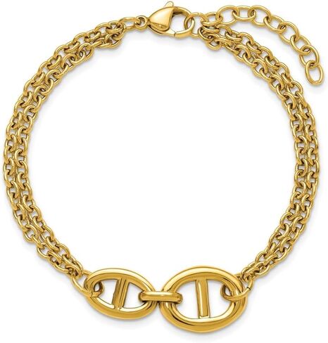 Stainless Steel Polished Yellow IP-plated Two-Strand Plus a 1.25"" Extension Bracelet for Women 8.25"", White, AFJ-QG-SRB3347-7-PK in Saudi Arabia