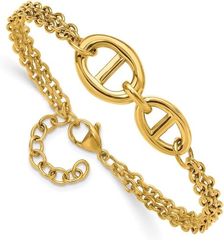 Stainless Steel Polished Yellow IP-plated Two-Strand Plus a 1.25"" Extension Bracelet for Women 8.25"", White, AFJ-QG-SRB3347-7-PK in Saudi Arabia