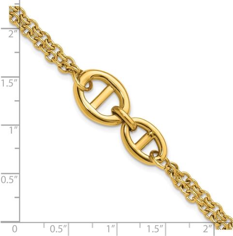 Stainless Steel Polished Yellow IP-plated Two-Strand Plus a 1.25"" Extension Bracelet for Women 8.25"", White, AFJ-QG-SRB3347-7-PK in Saudi Arabia