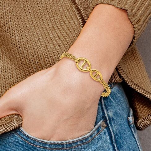 Stainless Steel Polished Yellow IP-plated Two-Strand Plus a 1.25"" Extension Bracelet for Women 8.25"", White, AFJ-QG-SRB3347-7-PK in Saudi Arabia