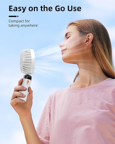 Koonie Portable Handheld Fan, Battery Operated Fan with Base, 8 Hours, Digital Display, 5 Speeds, 90° Ajustable, Rechargeable Mini Fan for Outdoor Indoor in Kuwait