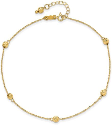 14K صفراء الذهب حبة الماس مع 1in تحويلة. ROPA سلسلة Anklet 9 " in Saudi Arabia