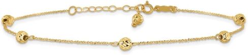 14K صفراء الذهب حبة الماس مع 1in تحويلة. ROPA سلسلة Anklet 9 " in Saudi Arabia
