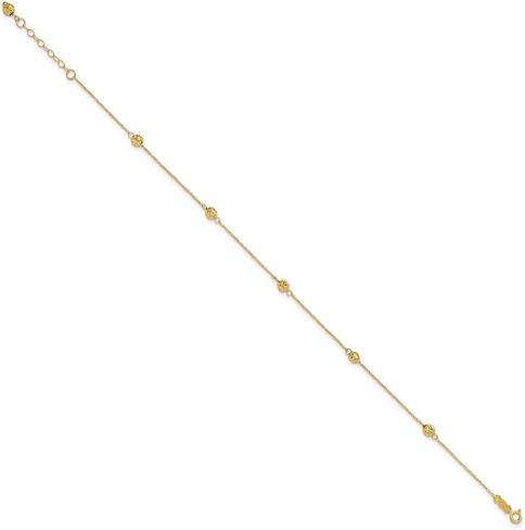 14K صفراء الذهب حبة الماس مع 1in تحويلة. ROPA سلسلة Anklet 9 " in Saudi Arabia
