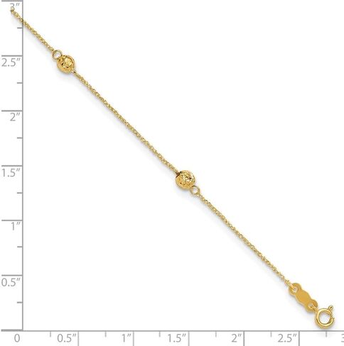 14K صفراء الذهب حبة الماس مع 1in تحويلة. ROPA سلسلة Anklet 9 " in Saudi Arabia
